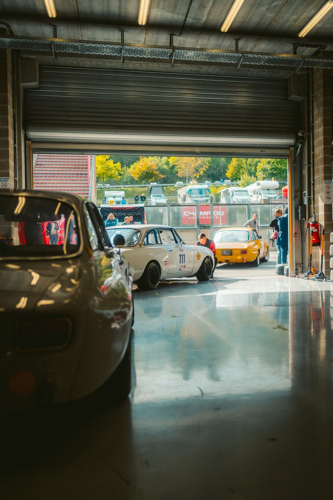 Private garage filled with a hidden collection of classic automobiles