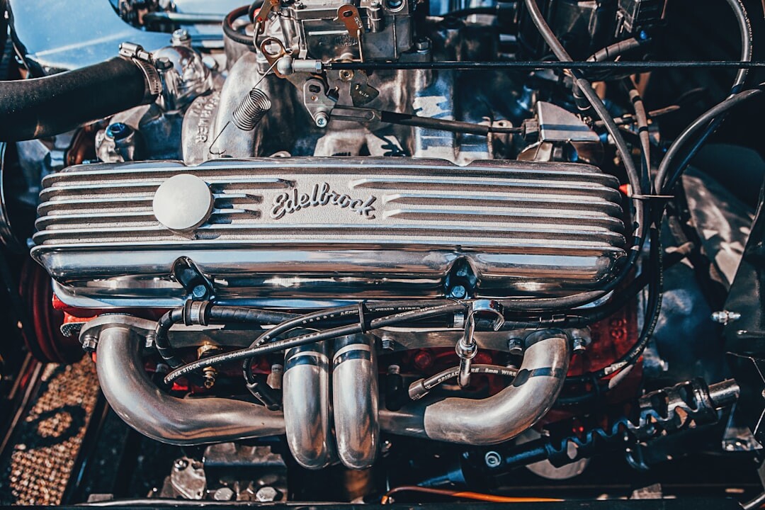 Close-up of a polished vintage V12 engine bay